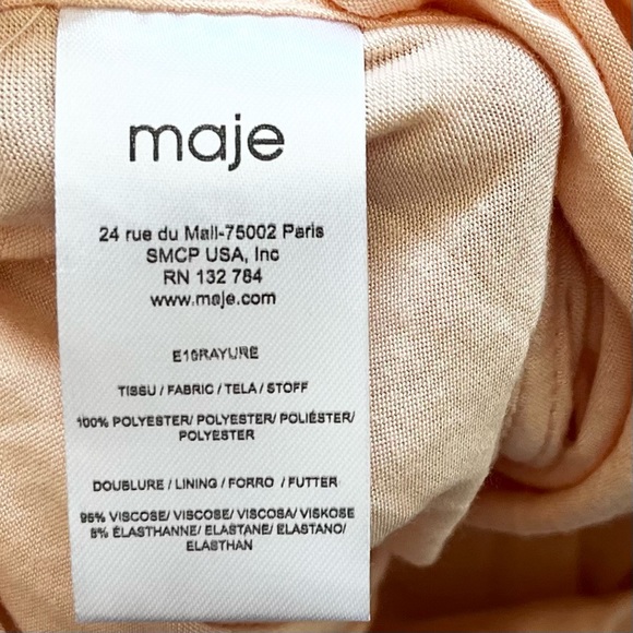 MAJE Pink Rayure Mesh-Striped Jersey Mini Dress Size 2 Skater Feminine Dainty - Picture 7 of 13